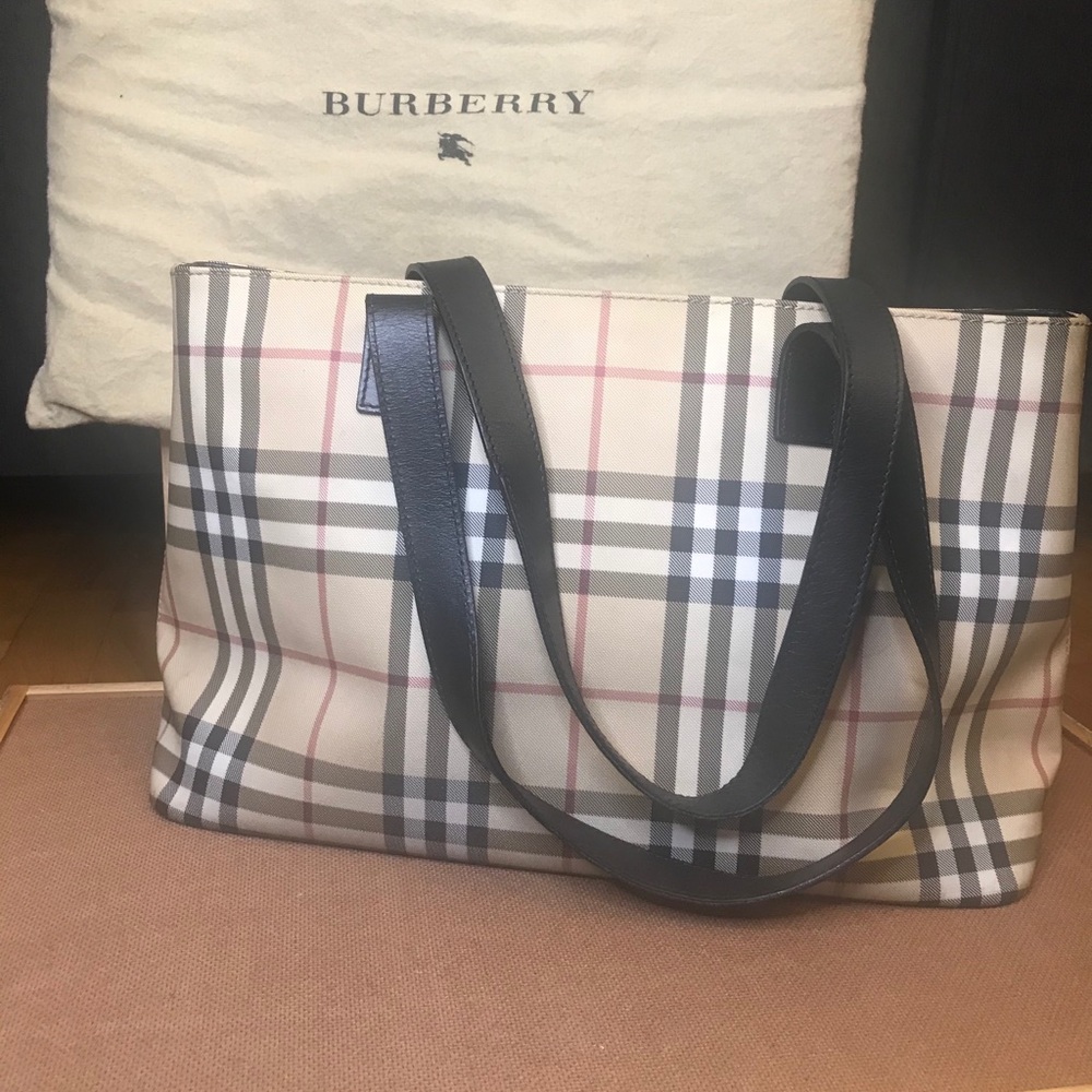 Burberry leather tote with original dust bag
